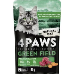 Paws Green Field Premium Pastete Neuseelandlamm, Karotte & Thymian 85G