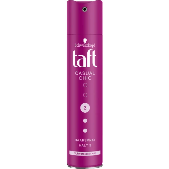 Schwarzkopf Taft Casual Chic Haarspray Halt 3 250ML 1 Schwarzkopf Taft Casual Chic Haarspray Halt 3 250ML